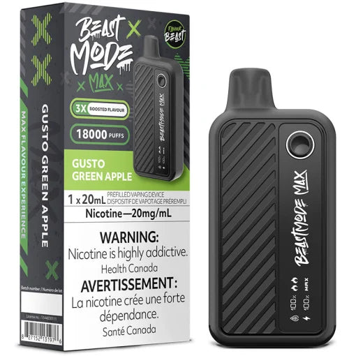 Gusto Green Apple Flavour Beast Mode Max 18K Disposable Vape