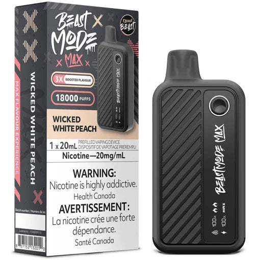Wicked White Peach Flavour Beast Mode Max 18K Disposable Vape