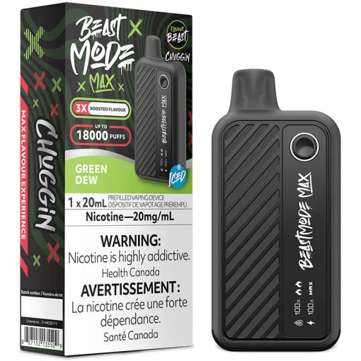 Chuggin Green Dew Ice Flavour Beast Mode Max 18K Disposable Vape