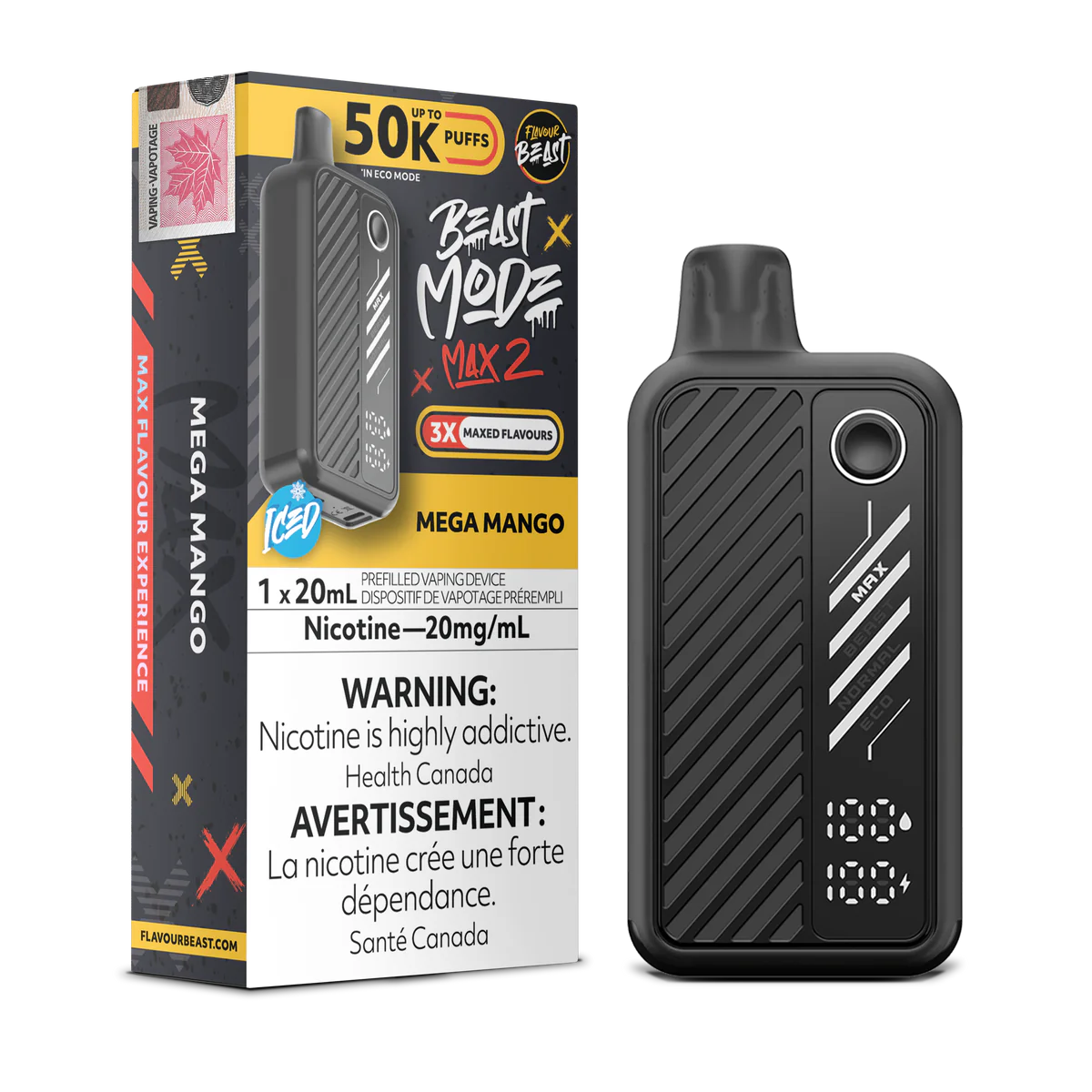 Mega Mango Ice Flavour Beast Mode Max 2 50K Disposable Vape