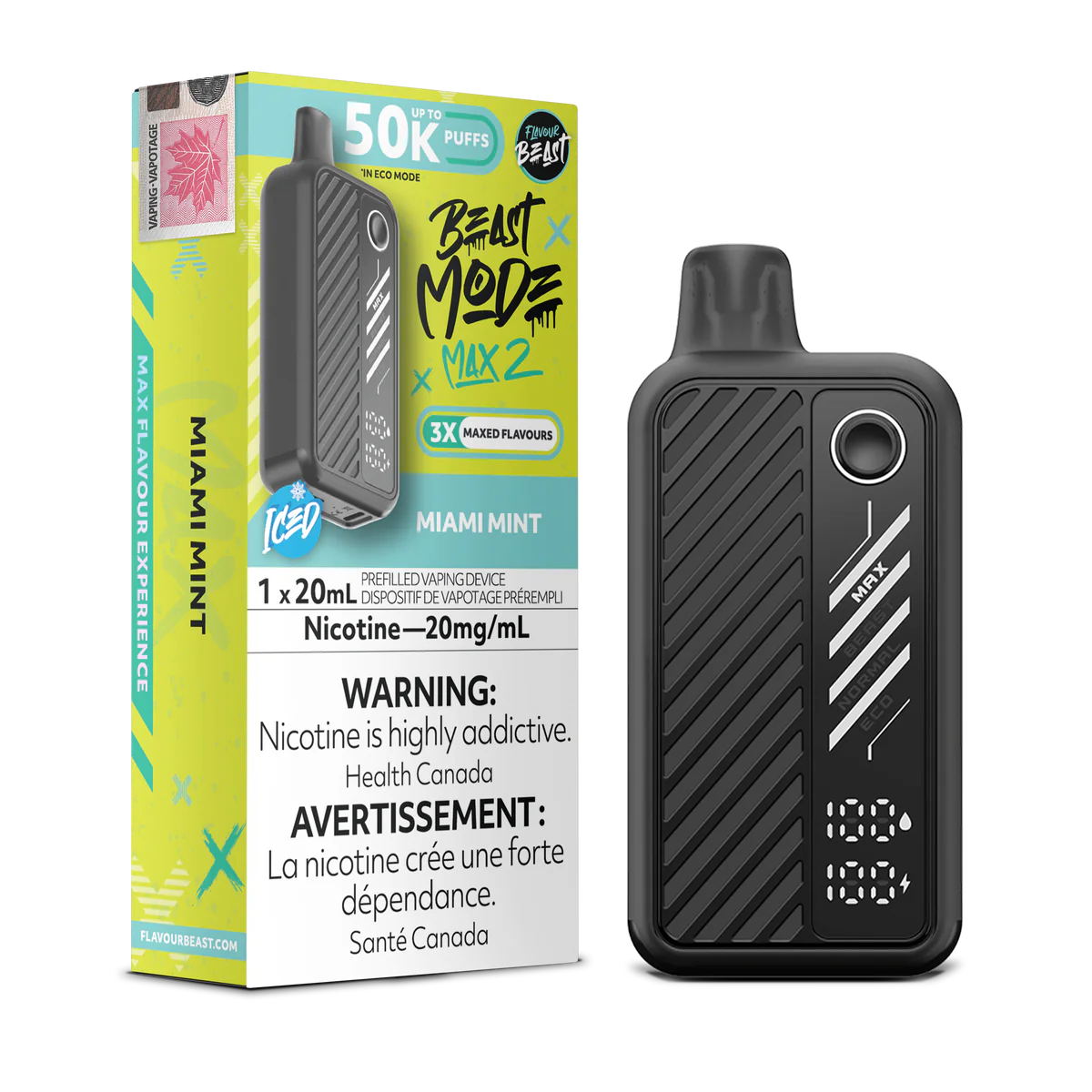 Miami Mint Ice Flavour Beast Mode Max 2 50K Disposable Vape