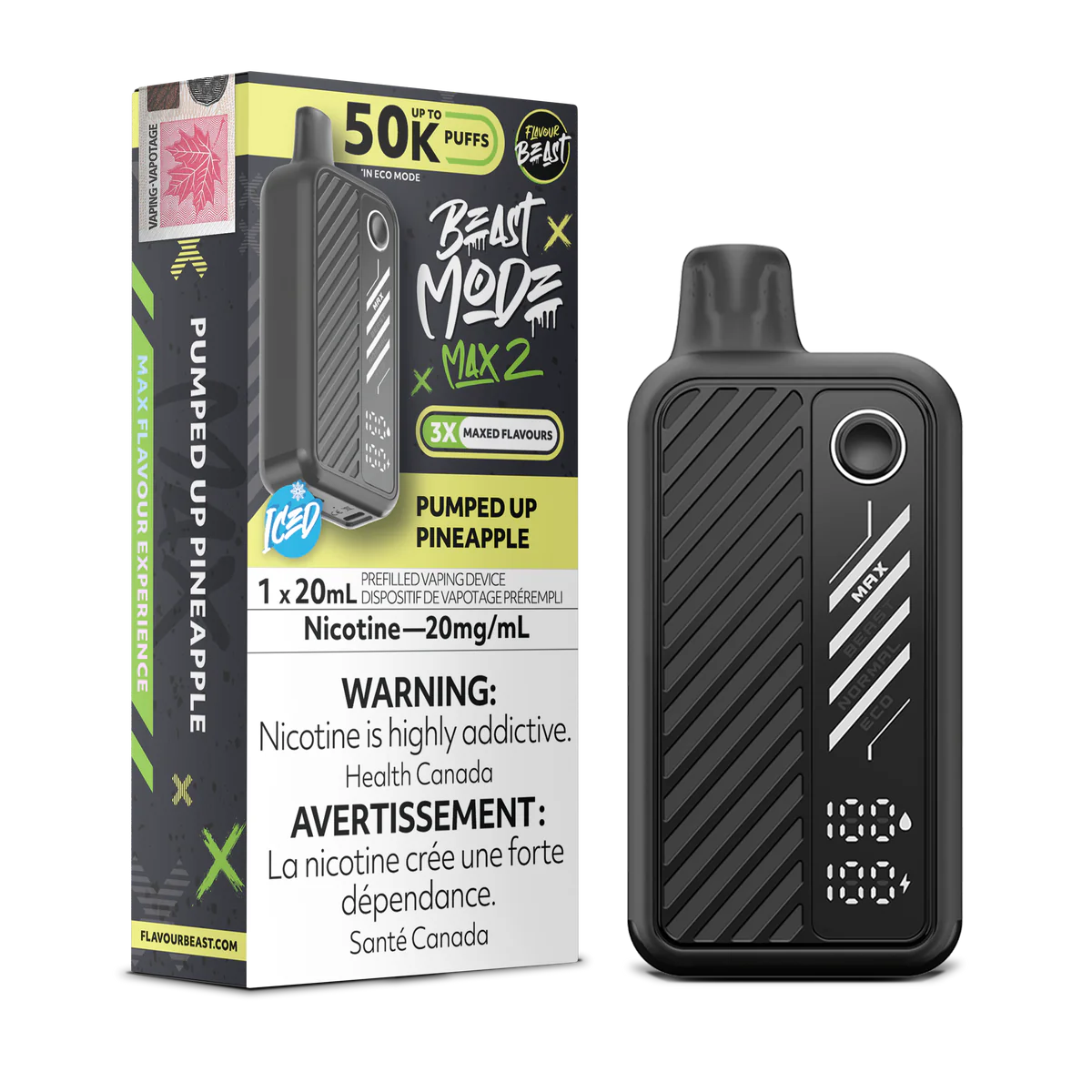 Pumped Up Pineapple Ice Flavour Beast Mode Max 2 50K Disposable Vape