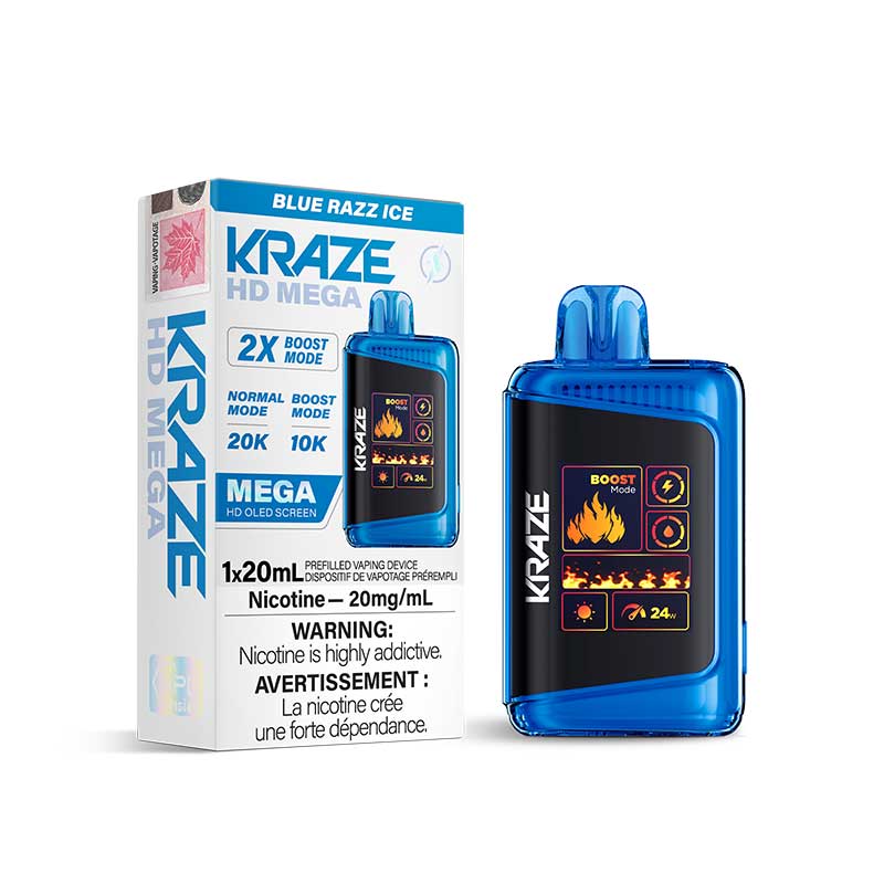 Kraze HD Mega Blue Razz Ice Vape Jetable