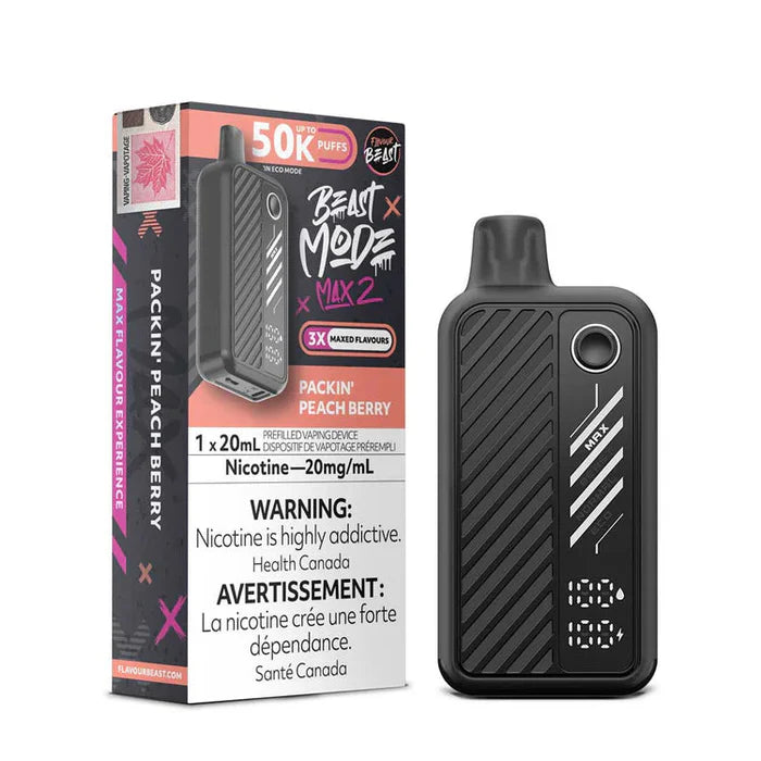 Packin’ Peach Berry Flavour Beast Mode Max 2 50K Disposable Vape