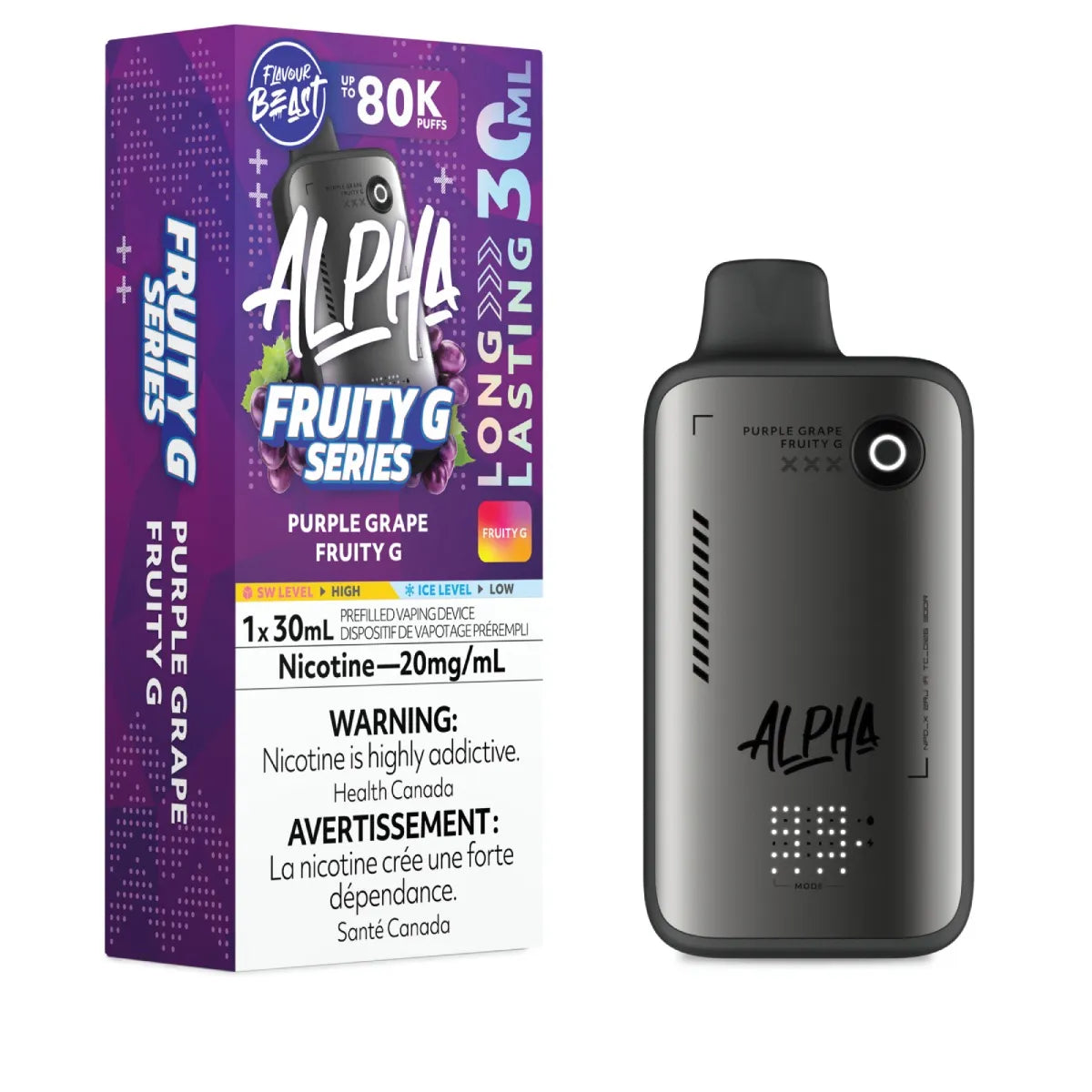 Purple Grape Fruity G Alpha Disposable Vape by Flavour Beast