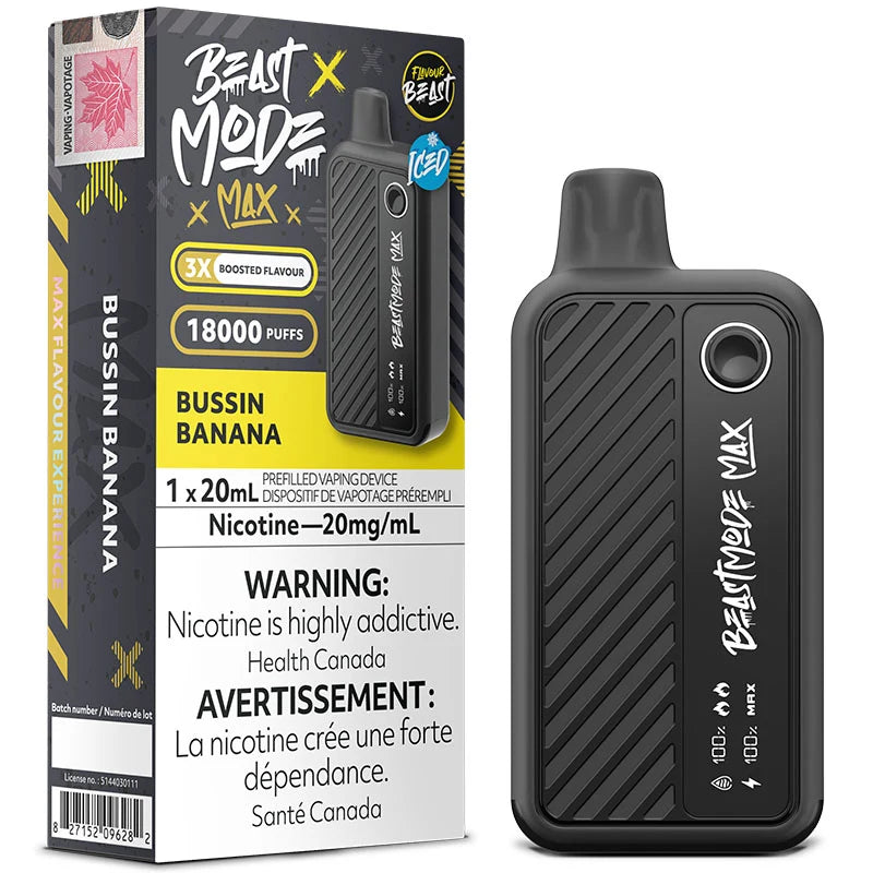 Bussin Banana Iced Flavour Beast Mode Max 18K Disposable Vape