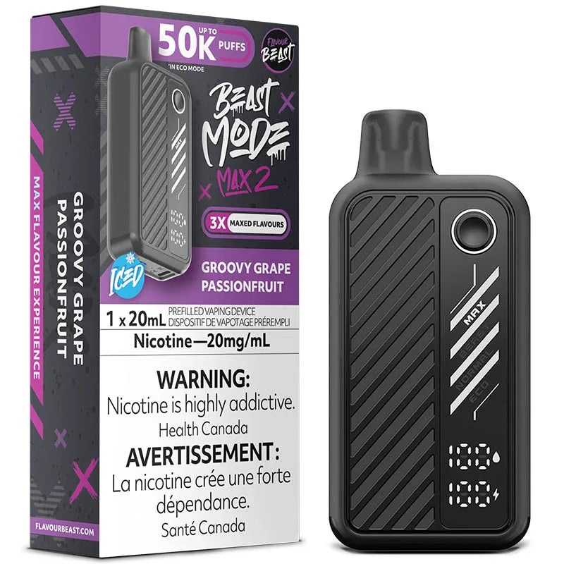 Groovy Grape Ice Passionfruit Flavour Beast Mode Max 2 50K Disposable Vape