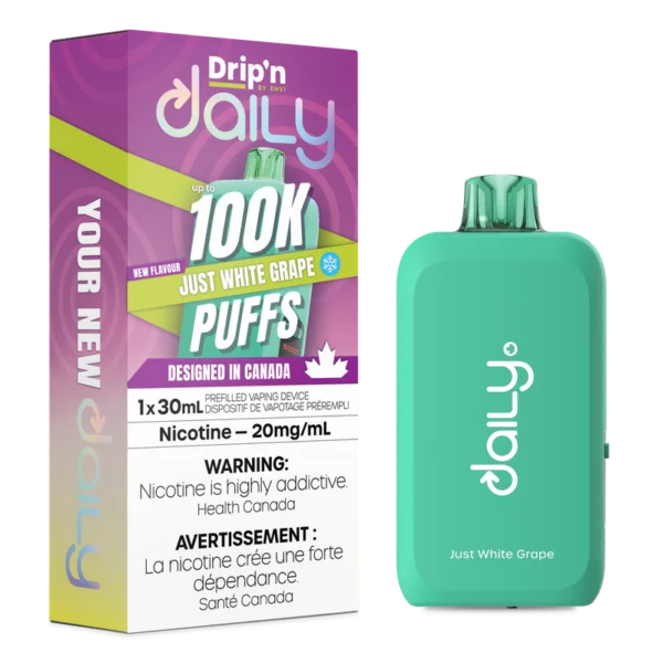 Just White Grape Ice Drip’n Daily 100K Disposable By Envi