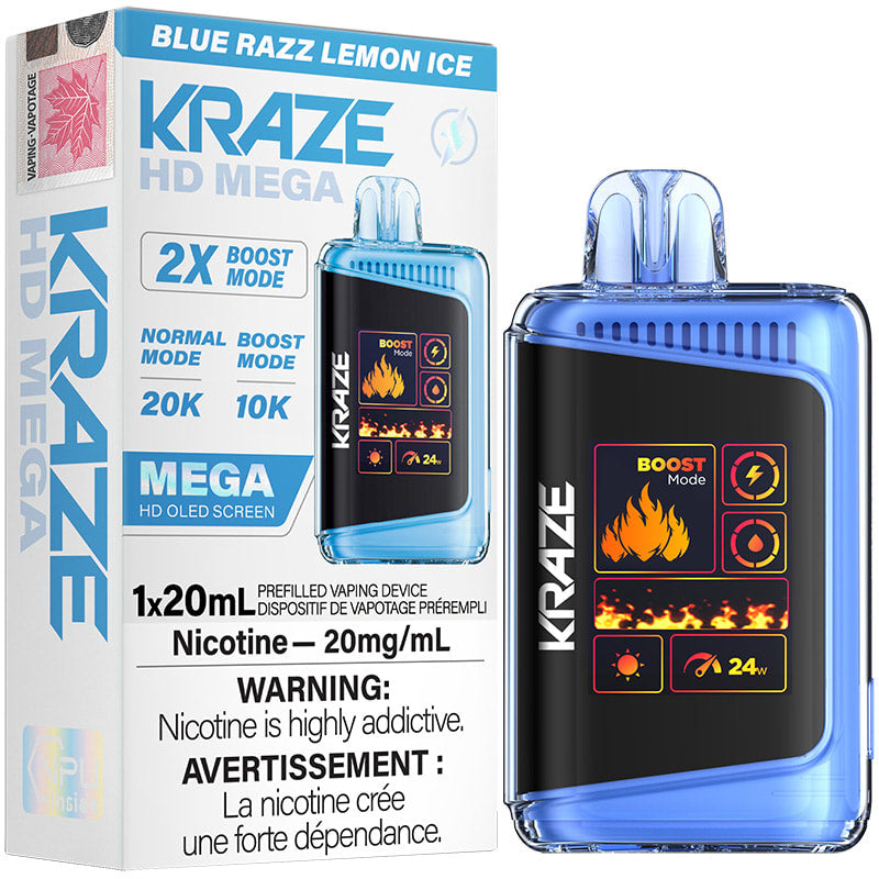 Kraze HD Mega BLUE RAZZ LEMON ICE Vape Jetable
