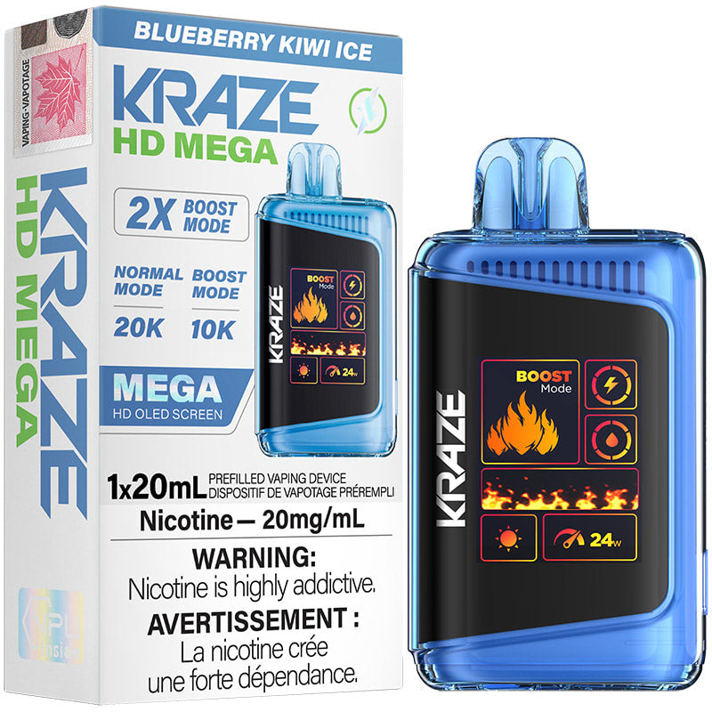 Kraze HD Mega BLUEBERRY KIWI ICE Vape Jetable