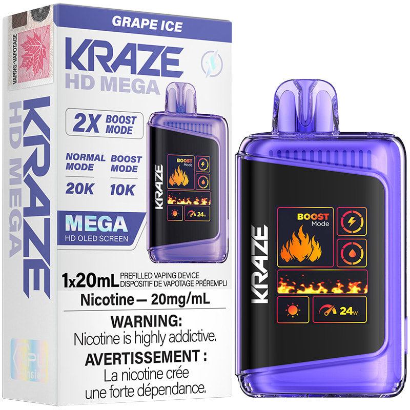 Kraze HD Mega Grape Ice Vape Jetable