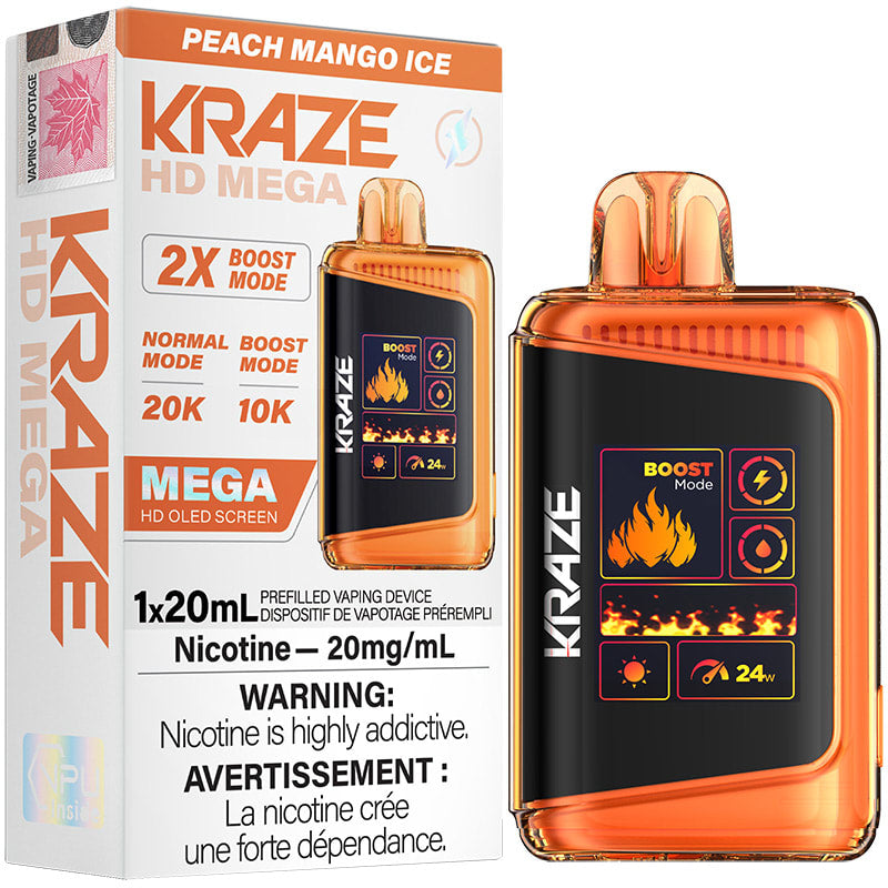 Kraze HD Mega Peach Mango Ice Vape Jetable