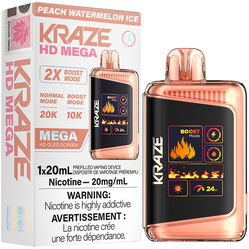 Kraze HD Mega Peach Watermelon Ice Vape Jetable