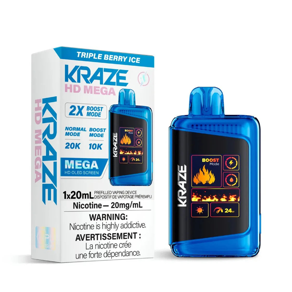 Kraze HD Mega Triple Baies Glacées Vape Jetable