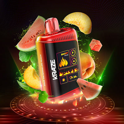 NOUVEAU Kraze HD Mega Sour Watermelon Peach Vape Jetable