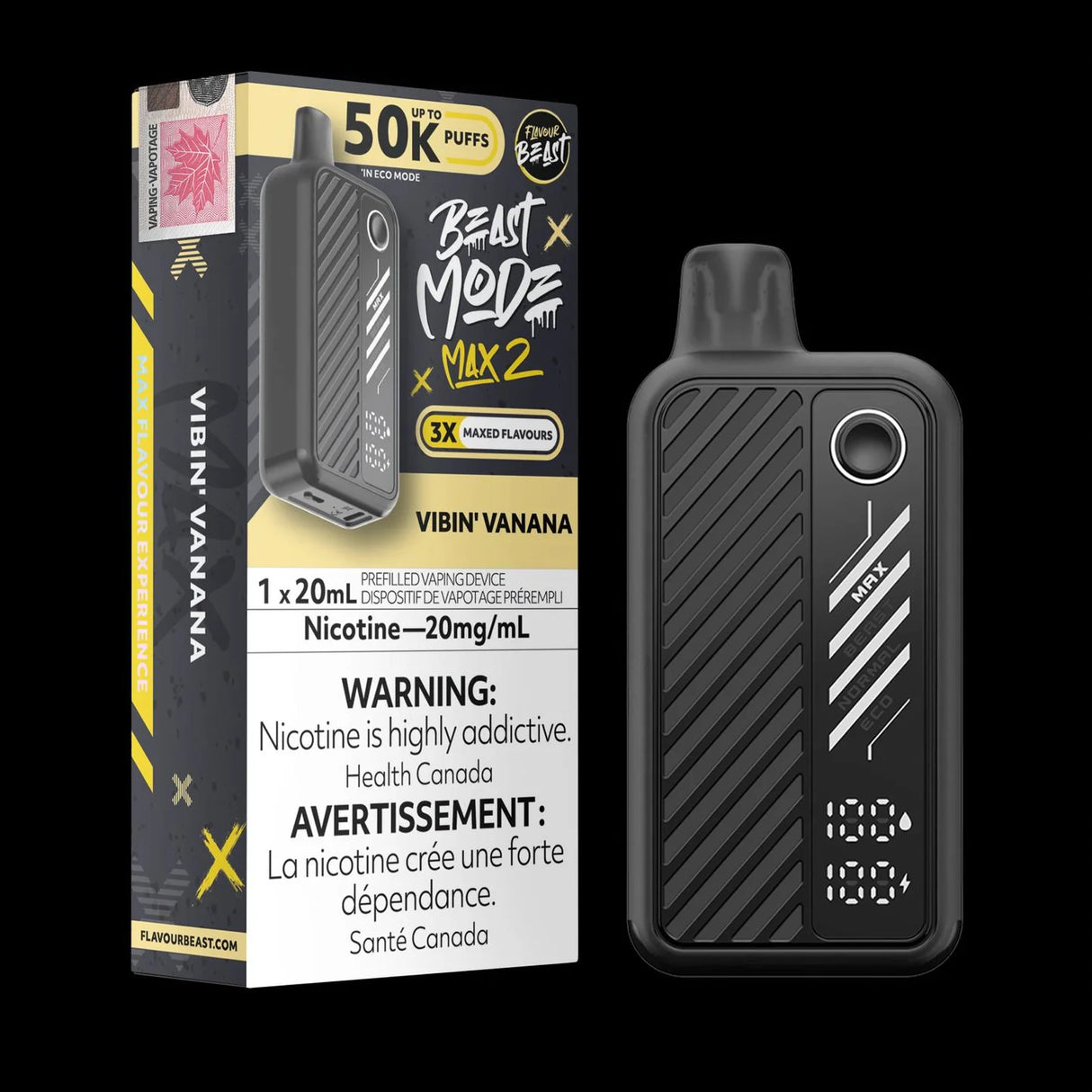 Bussin Banana Flavour Beast Mode Max 2 50K Disposable Vape