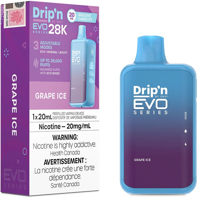 DRIP’N EVO 28K GRAPE ICE VAPE JETABLE PAR ENVI