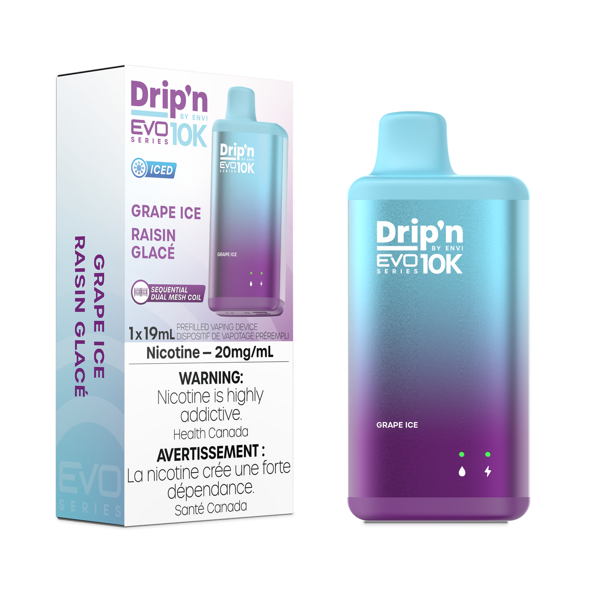 GRAPE ICE DRIP'N EVO 10K DISPOSABLE BY ENVI