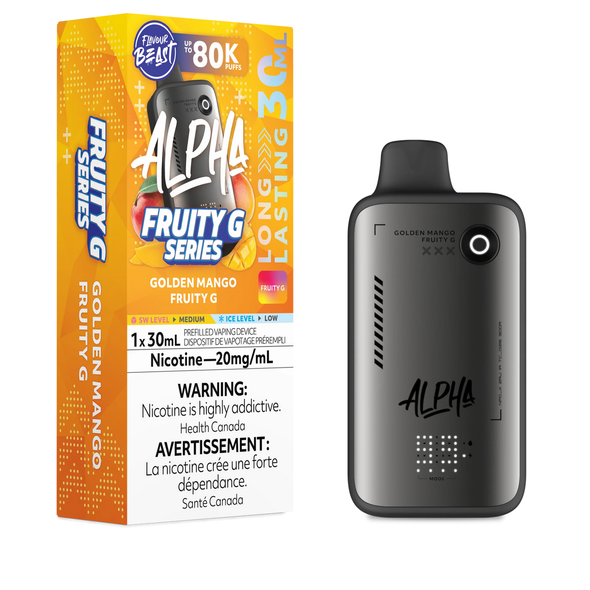 Golden Mango Fruity G Alpha Disposable Vape by Flavour Beast