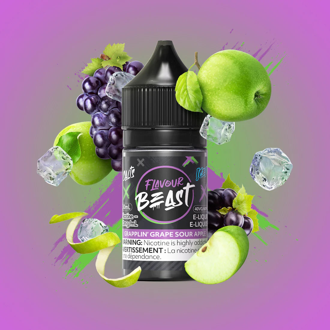 Flavour Beast E-Liquid - Grapplin Grape Sour Apple Iced 30mL