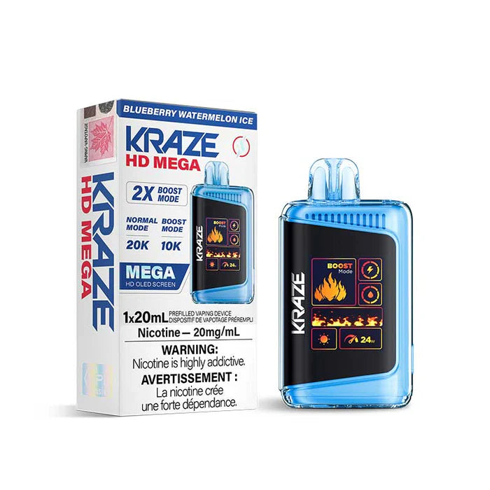 NEW Kraze HD Mega Blueberry watermelon ice Disposable Vape