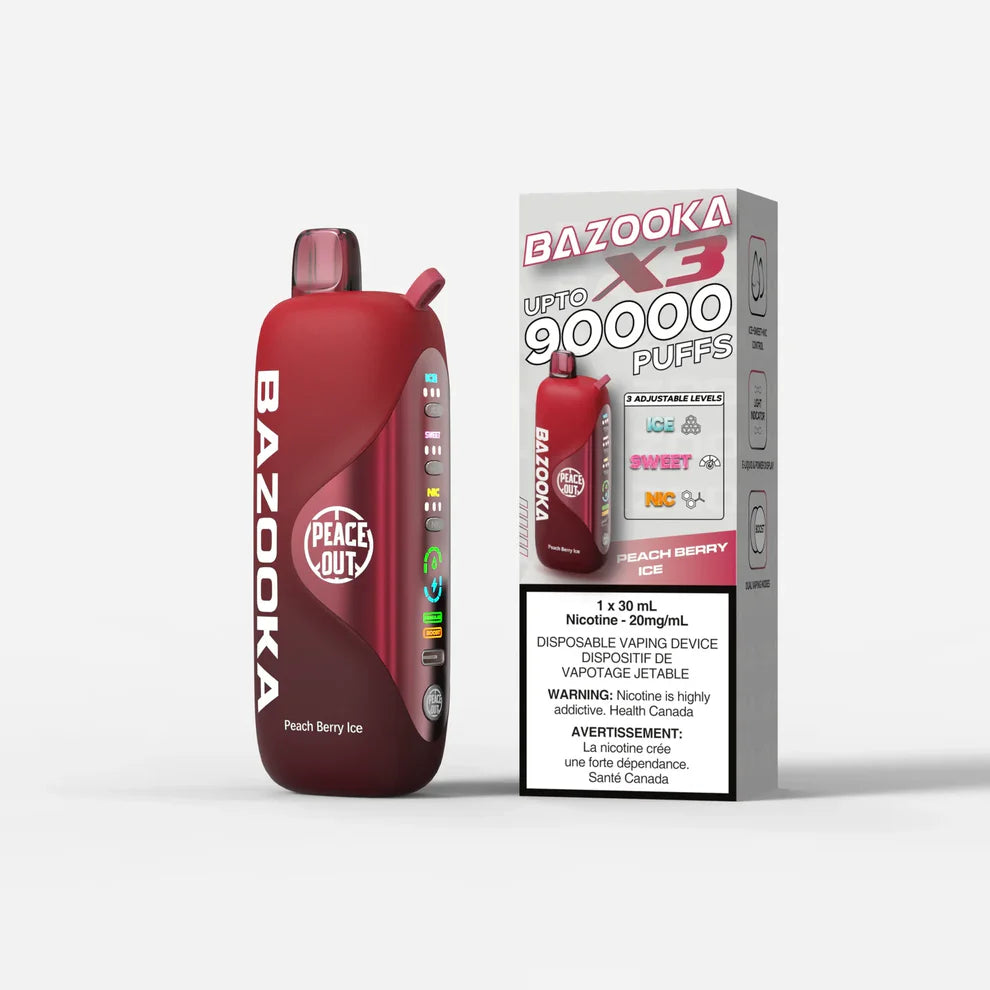 Peach Berry Ice Bazooka Vape X3 90K disposable